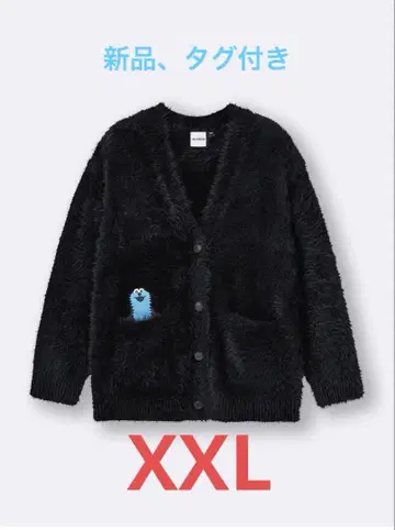 새상품 미사용 GU 오버 사이즈 가디건 퍼펫 순순 XXL 블랙