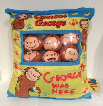 호기심 많은 조지 창문에서 쏙 마스코트 부착 쿠션 봉제 인형