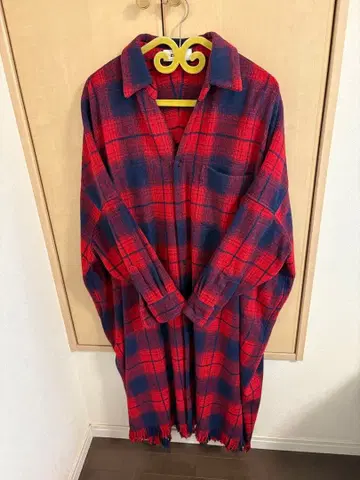 업체 클리닝 완료 ZUCCA 빨간색 네이비 체크 셔츠 원피스