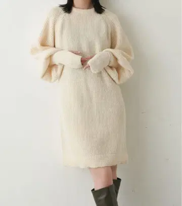 새상품 4950엔 앤트마리스 볼륨 슬리브 미니 니트 원피스