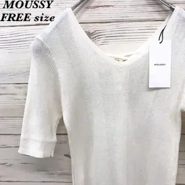 [ 새상품 ] 마우지 moussy 썸머 니트 F 무지 화이트 T609