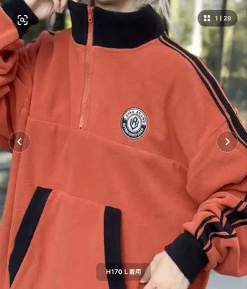 새상품 4998엔 Java 하프 지퍼 루즈핏 빅 프리 스트레이너 L