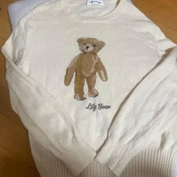 LILY BROWN 테디베어 패턴 긴팔 니트 스웨터