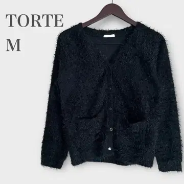 톨테 샤기 니트 가디건 블랙 M 복슬복슬 귀여운
