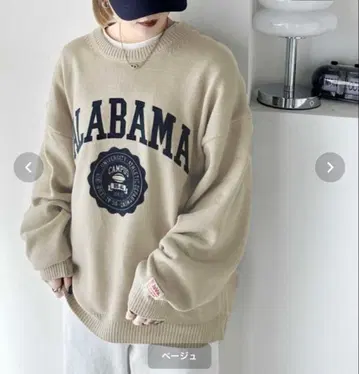 새상품 Java 4998엔 넉넉한 빅 사이즈 로고 니트 스웨터 긴팔 니트