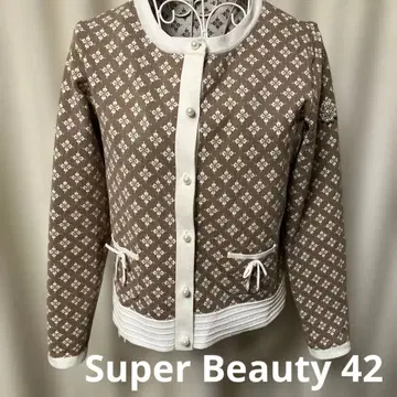 슈퍼 뷰티 슈퍼뷰티 브라운 & 화이트 가디건