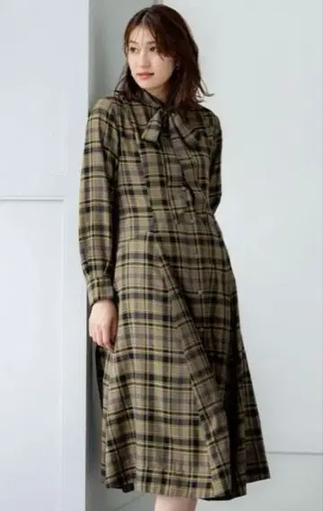 미사용 새상품 쿠미쿄쿠 시어츠이 체크 원피스 L 사이즈