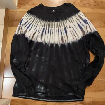 수제 염색 타이다이 차콜 XL 롱 슬리브 티셔츠