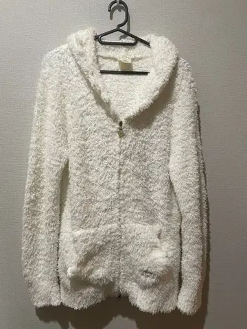 pique 플리스 후드 자켓 화이트