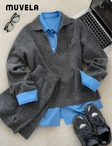 shien grl 니트 셋업 그레이