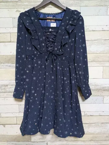 [ axes femme ] 원피스 눈꽃 네이비 M