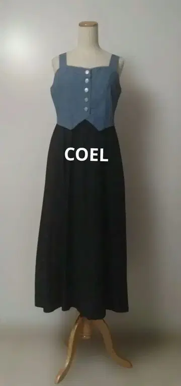 택 포함 새상품 COEL 데님 절개 도킹 원피스 정가 30800엔
