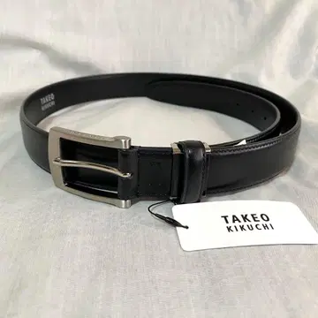 새상품 정품 다케오 키쿠치 남성용 천연 가죽 벨트 로고 일본제 블랙