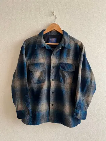 90s PENDLETON 옴브레 셔츠 블루 그레이