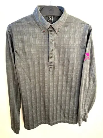 Oakley 스컬 그레이 체크 무늬 긴팔 셔츠 L