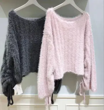 [ 새상품급 ] gelato pique 오프숄더 복슬복슬 스웨터 핑크