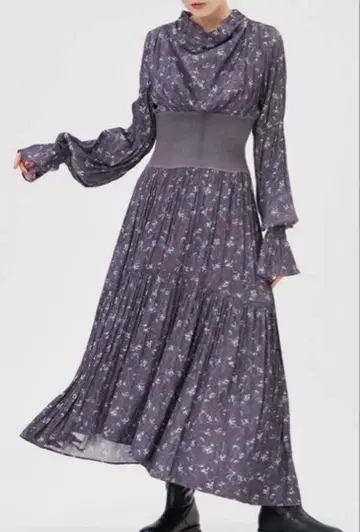 [ 새상품급 ] 프레이 아이디*허리 리브 드레이프 넥 원피스