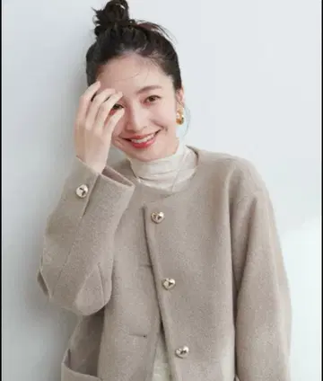 내추럴 쿠튀르 하트 단추 포근한 소재 코트 자켓