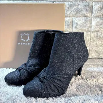 새상품 HIMIKO 히미코 사이드 지퍼 라메 숏부츠 박스 포함