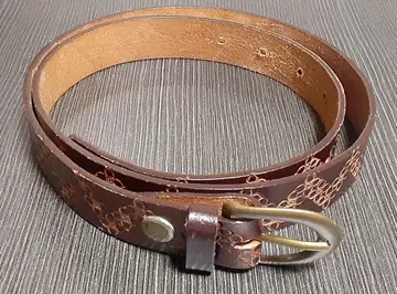 꽃무늬 브라운 소가죽 벨트