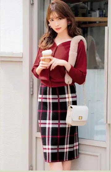 앞뒤 2WAY 니트 & 체크 자카드 스커트 SET 리랜드트루 코지마 요나