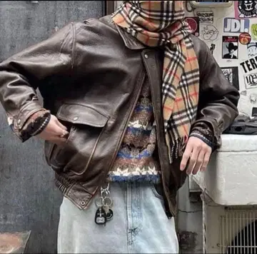 90's 단장 가죽 자켓 City boy