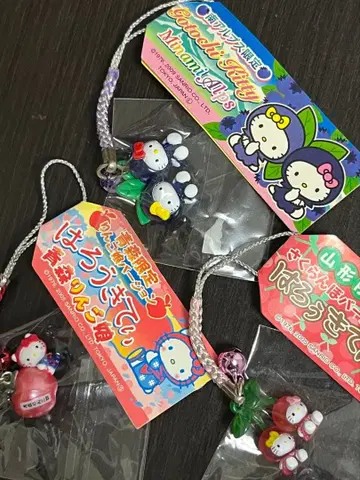 지역 한정 키티 스트랩 3종 세트 사과 아가씨 체리 남알프스