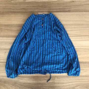 풀오버 셔츠 스트라이프 파랑과 검정 스트라이프 긴팔 셔츠