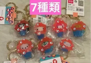 미야쿠미야쿠 산리오 입체 마스코트 클리어 컬러 키링 7종 컴플리트