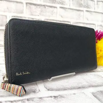 컨디션 최상 폴스미스 장지갑 스트로우 레인 지퍼 2 라운드 지퍼 블랙