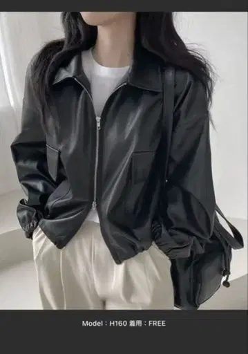 블랙 합성 피혁 자켓 프리 사이즈