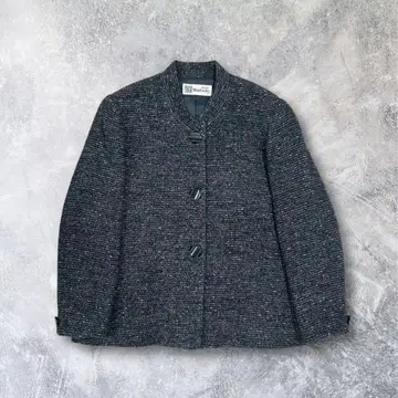 노카라 자켓 트위드 다크 그레이 이탈리아제 원단 vintage