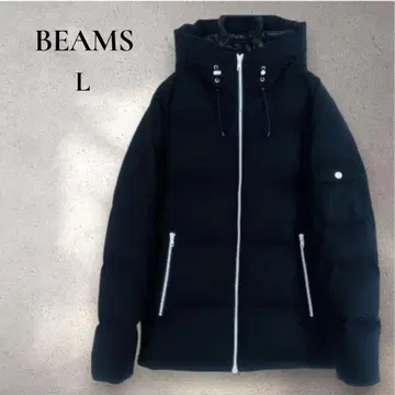 [ BEAMS ] 울 모사 다운 자켓 화이트 지퍼 네이비 L