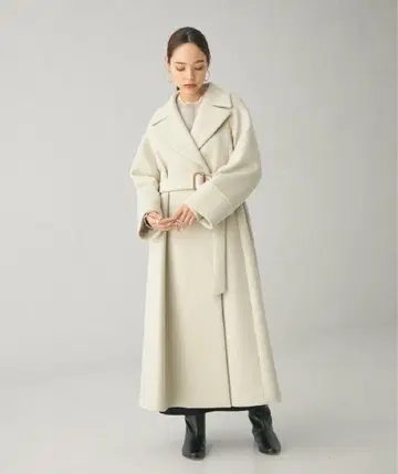 EMMEL REFINES 벨티드 플레어 롱 코트