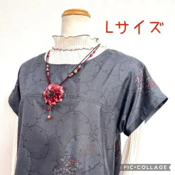 기모노 리메이크 No.3151 L 사이즈 오시마 명주 프렌치 슬리브 튜닉