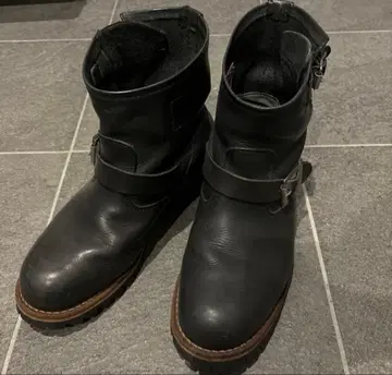 Hawkins 엔지니어 부츠 블랙 가죽 2버클