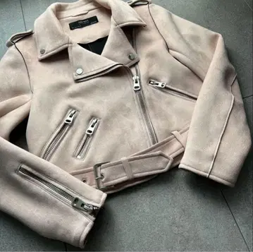 미사용 새상품 ZARA 핑크 스웨이드 라이더 자켓