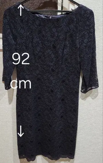 다크 네이비 레이스 7부 소매 원피스