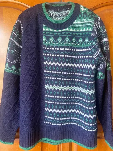 캐시미어 아가일 페어아일 패턴 니트 스웨터 프리 사이즈