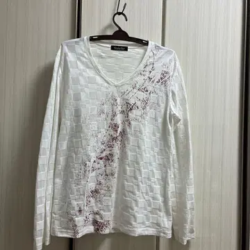 토네이도 마트 격자 무늬 화이트 지 인기 패턴 V넥 셔츠 L