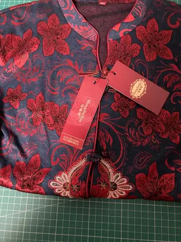 차이나풍 빨파 꽃무늬 상의 L 사이즈