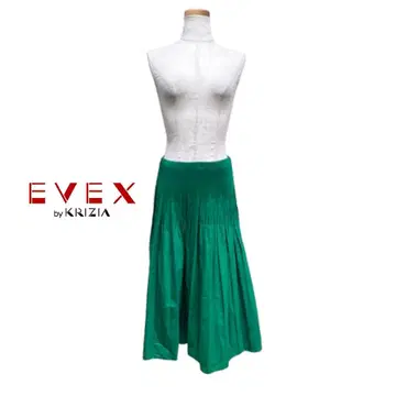 EVEX by KRIZIA 그린 플리츠 플레어 스커트 mi029