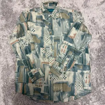 90s 그린 계열 패턴 셔츠 구제 의류