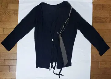 파드칼레 pas de calais 네이비 튤 리본 V넥 가디건