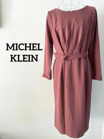 [ MICHEL KLEIN ] 벨트 포함 턱 원피스 로즈 브라운 38