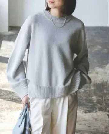 noble Super160s 더블 리브 크루 니트 색스 블루