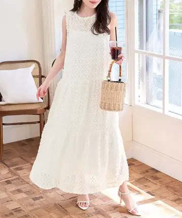 원피스 이너 포함 시어 민소매 원피스