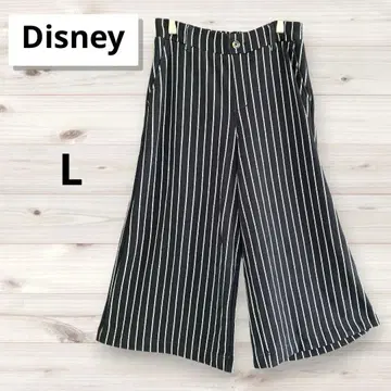 디즈니 미키마우스 와이드 팬츠 스트라이프 블랙/화이트 L