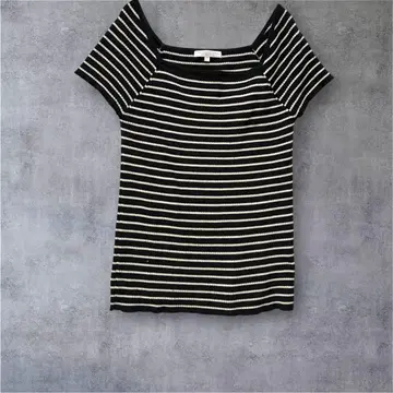 [ 프로포션 바디 드레싱 ] 반팔 니트 보더 블랙 x 화이트 FR