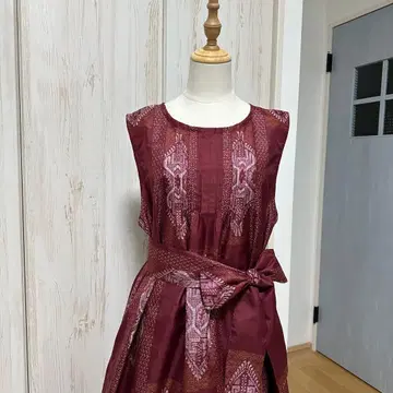 기모노 리메이크 오시마 명주 핀턱 슬리브리스 원피스 (L)